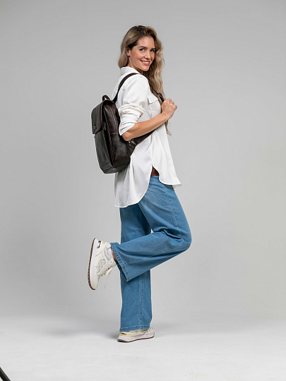 Рюкзак Dr.Koffer из натуральной кожи темно-коричневый