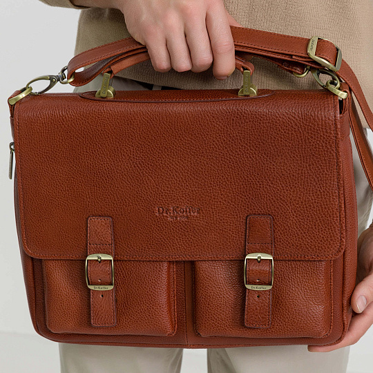 Портфель Dr.Koffer из натуральной кожи светло-коричневый