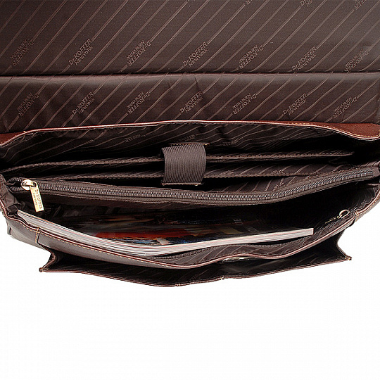 Вместительный деловой портфель с папкой для ноутбука и застежкой на замке (шоколадного цвета) Dr.Koffer B500060-02-09