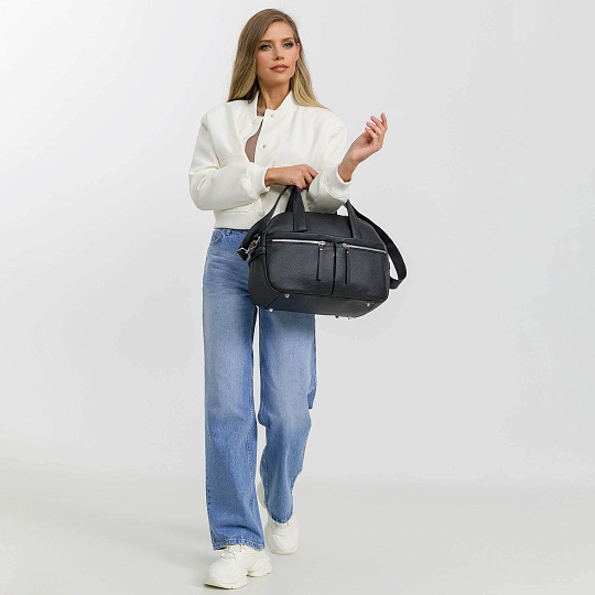 Сумка дорожная Dr.Koffer из натуральной кожи черная