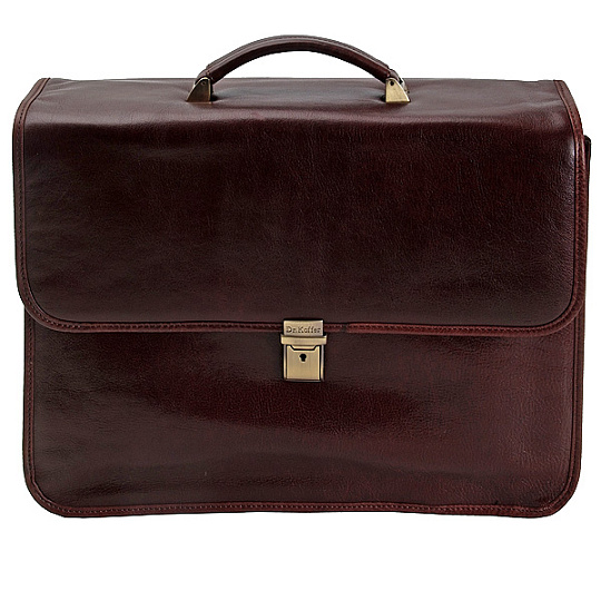 Портфель Dr.Koffer из натуральной кожи темно-коричневый