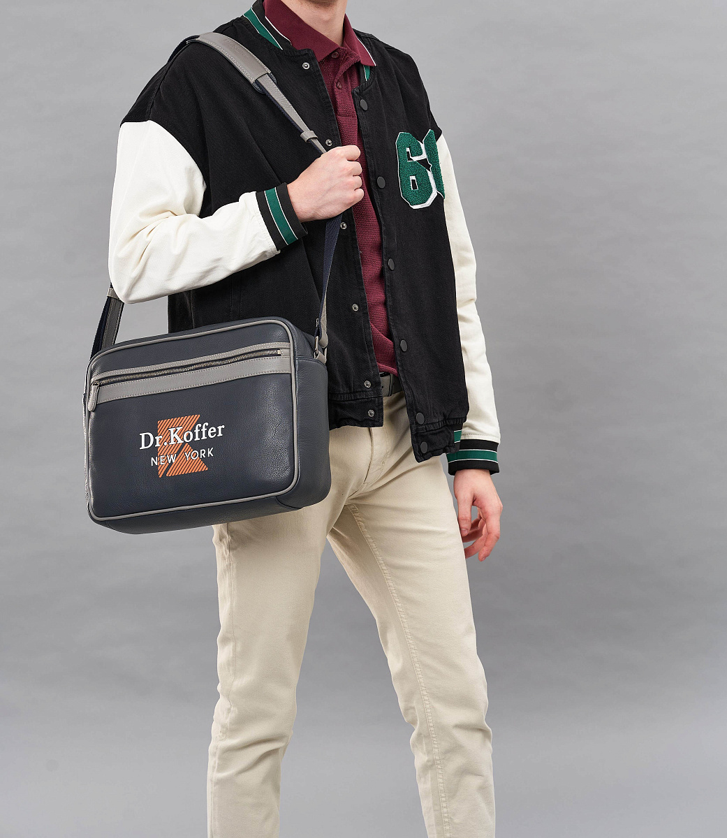 Сумка через плечо Dr.Koffer из натуральной кожи синяя