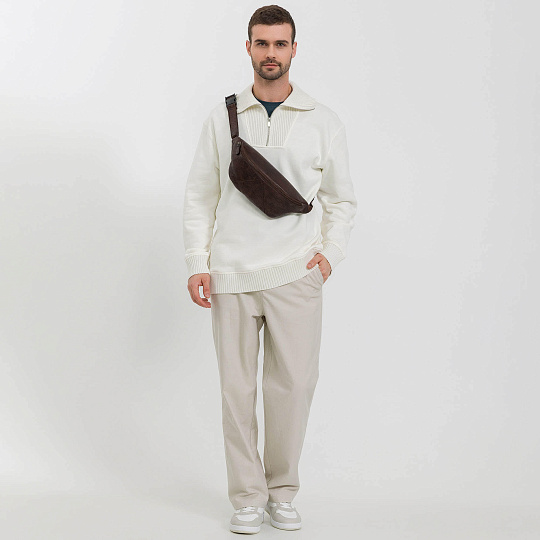 Сумка на пояс Dr. Koffer из натуральной кожи коричневая