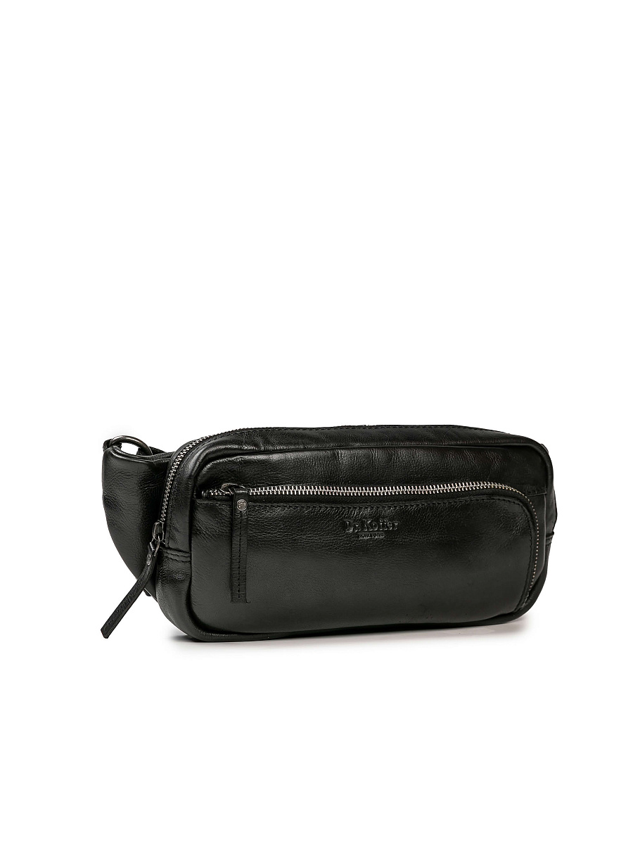 Сумка на пояс Dr. Koffer из натуральной кожи черная