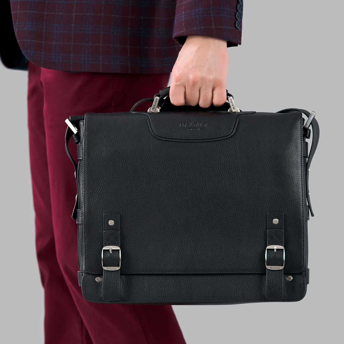 Портфель Dr.Koffer из натуральной кожи черный