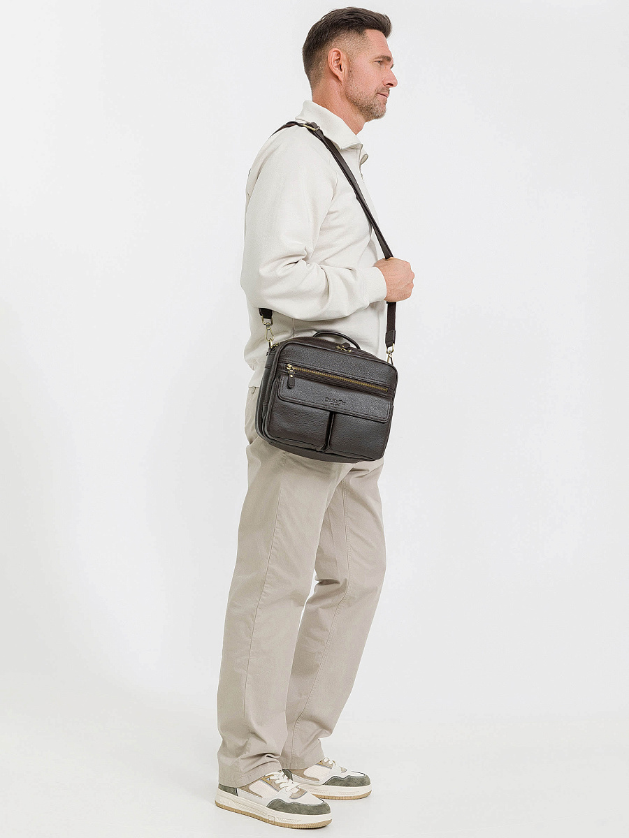 Деловая сумка Dr.Koffer из натуральной кожи темно-коричневая