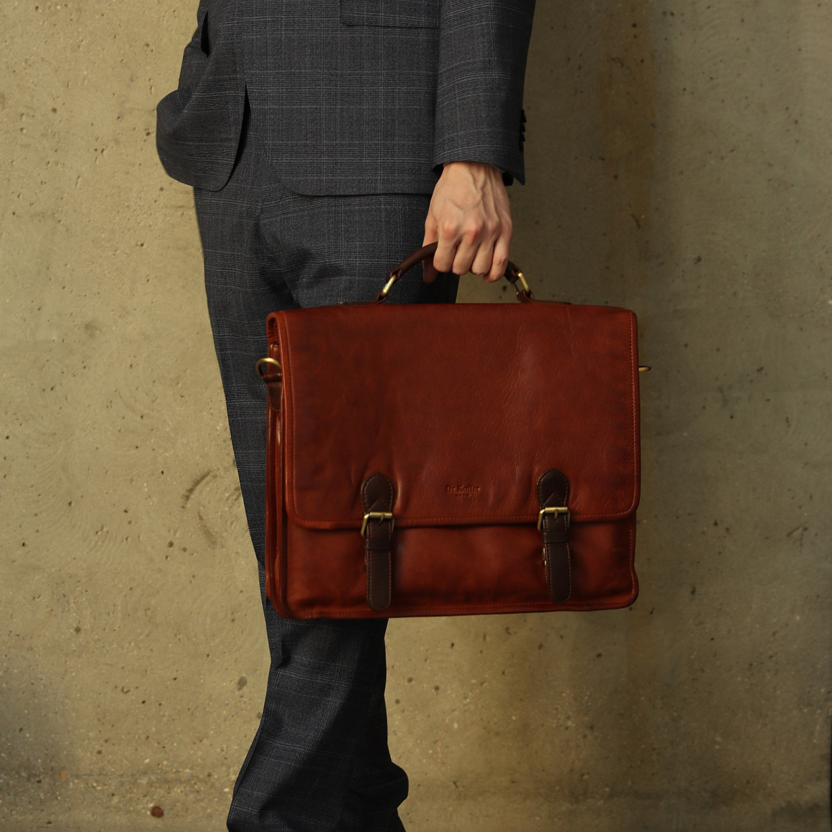 Портфель Dr.Koffer из натуральной кожи светло-коричневый