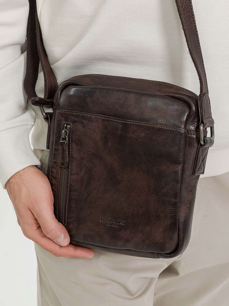 Сумка через плечо Dr.Koffer из натуральной кожи коричневая