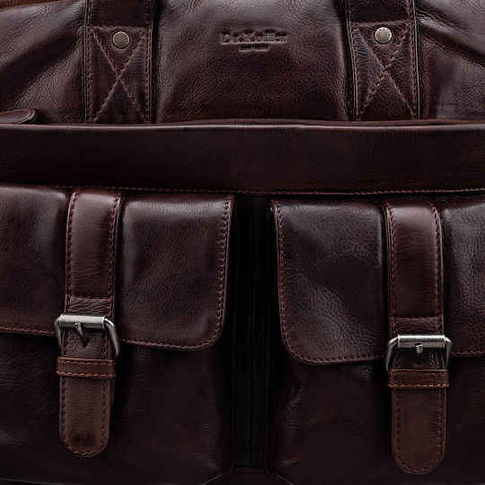 Деловая сумка Dr.Koffer из натуральной кожи темно-коричневая