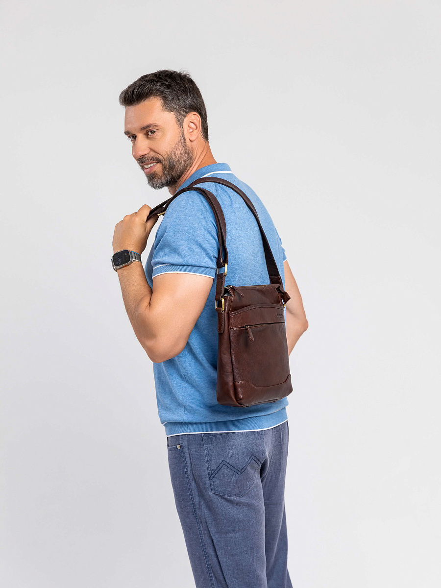 Сумка через плечо Dr.Koffer из натуральной кожи коричневая