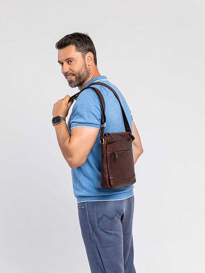 Сумка через плечо Dr.Koffer из натуральной кожи коричневая