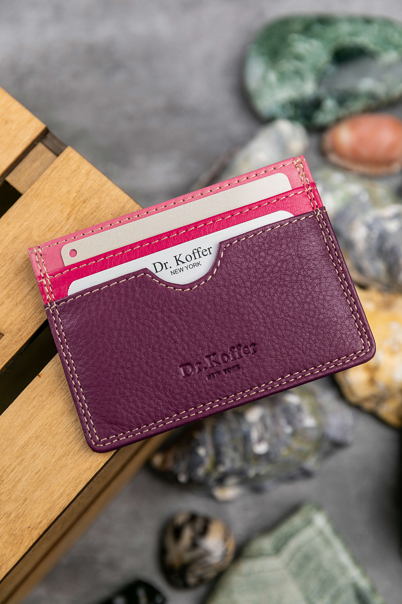 Кредитница Dr.Koffer из натуральной кожи розовая