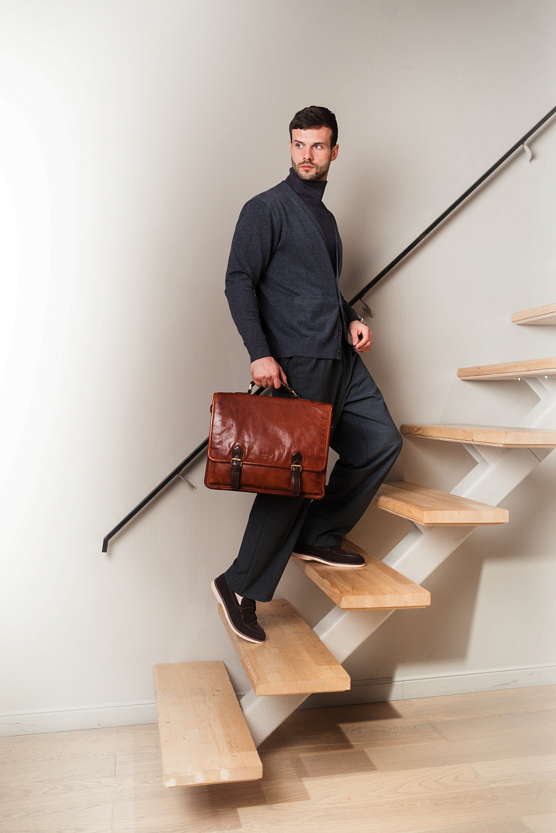 Портфель Dr.Koffer из натуральной кожи светло-коричневый