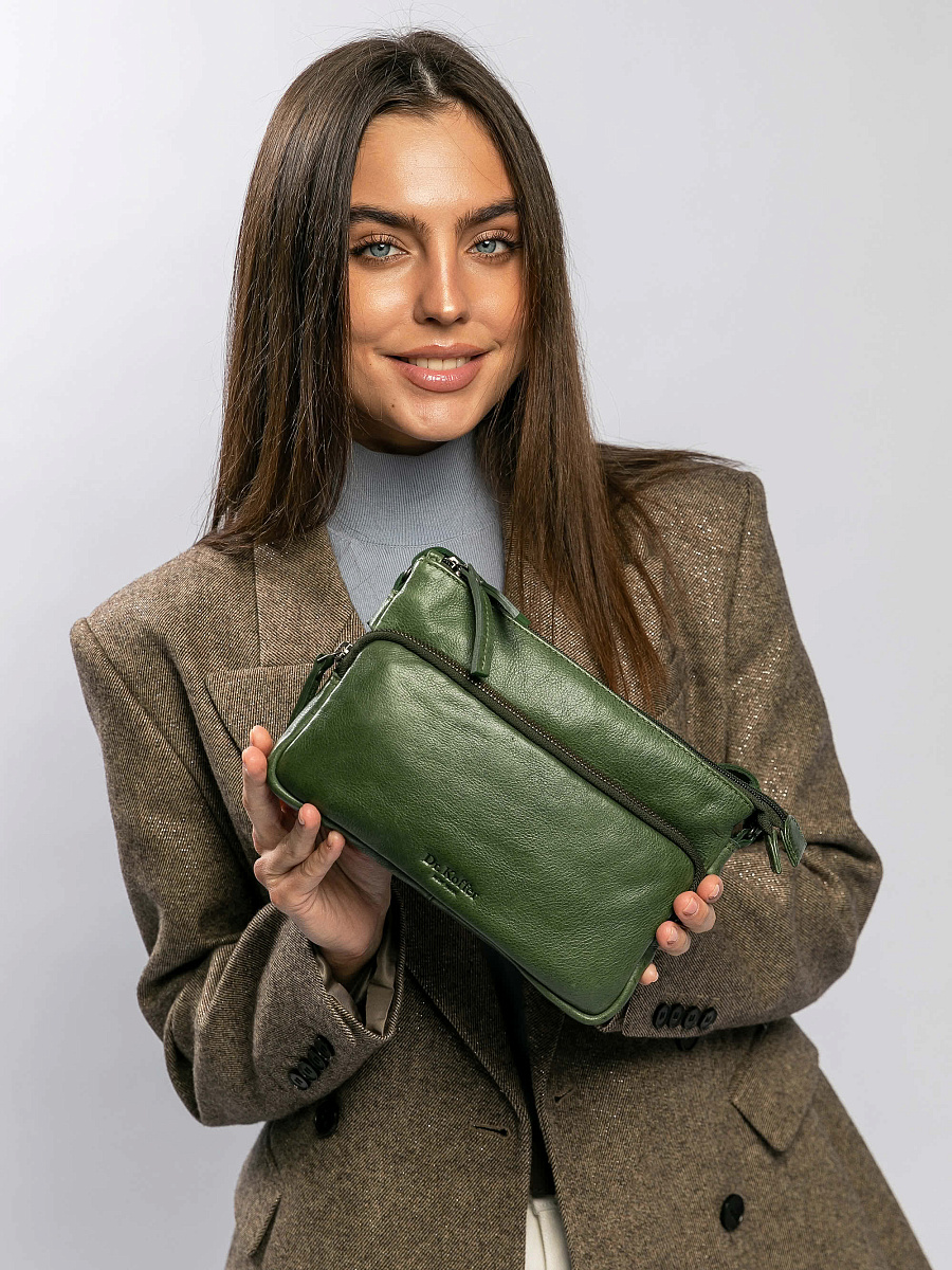 Сумка через плечо Dr.Koffer из натуральной кожи зеленая