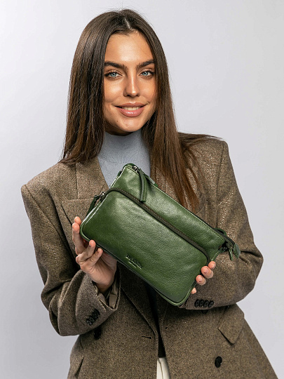 Сумка через плечо Dr.Koffer из натуральной кожи зеленая