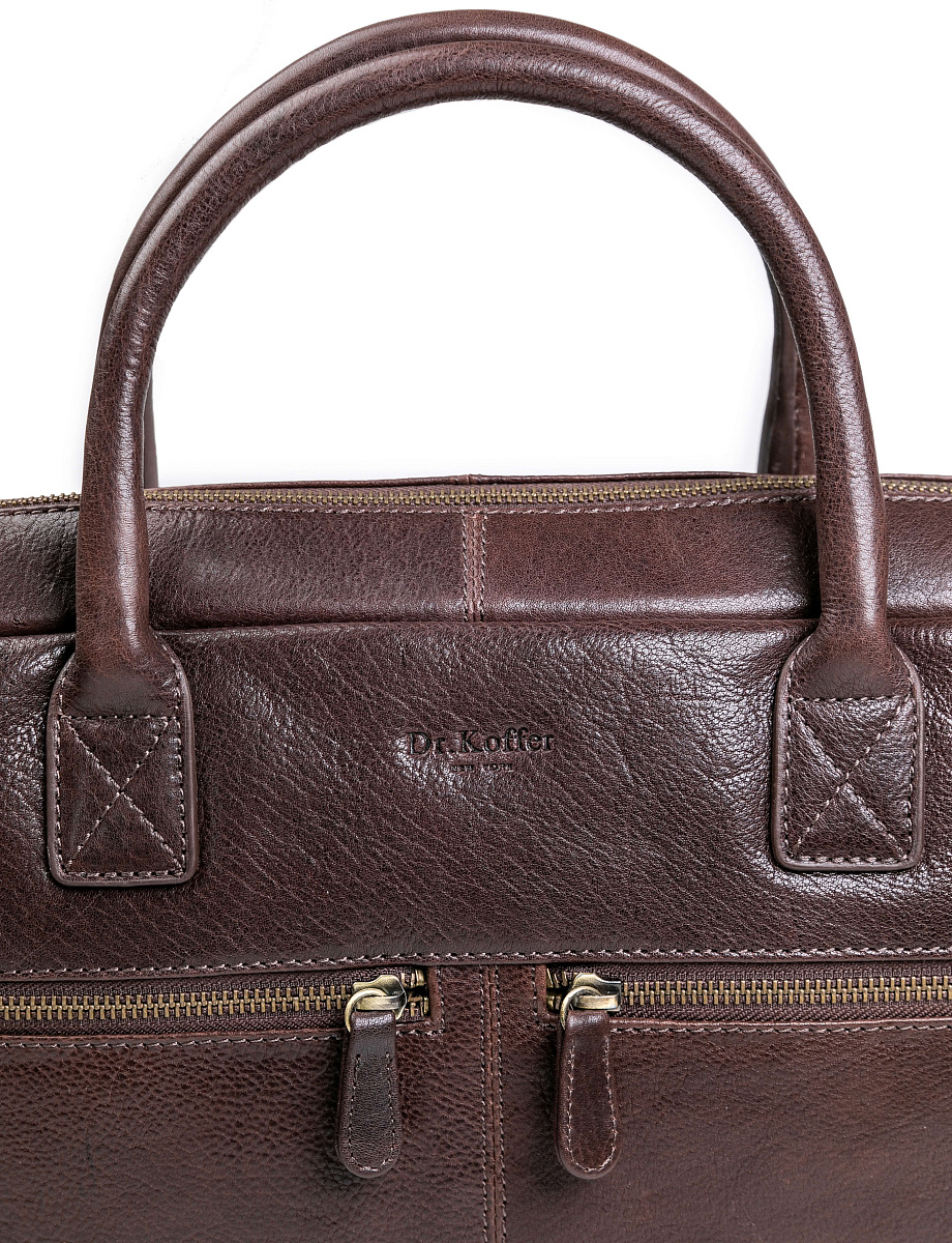 Деловая сумка Dr.Koffer из натуральной кожи темно-коричневая