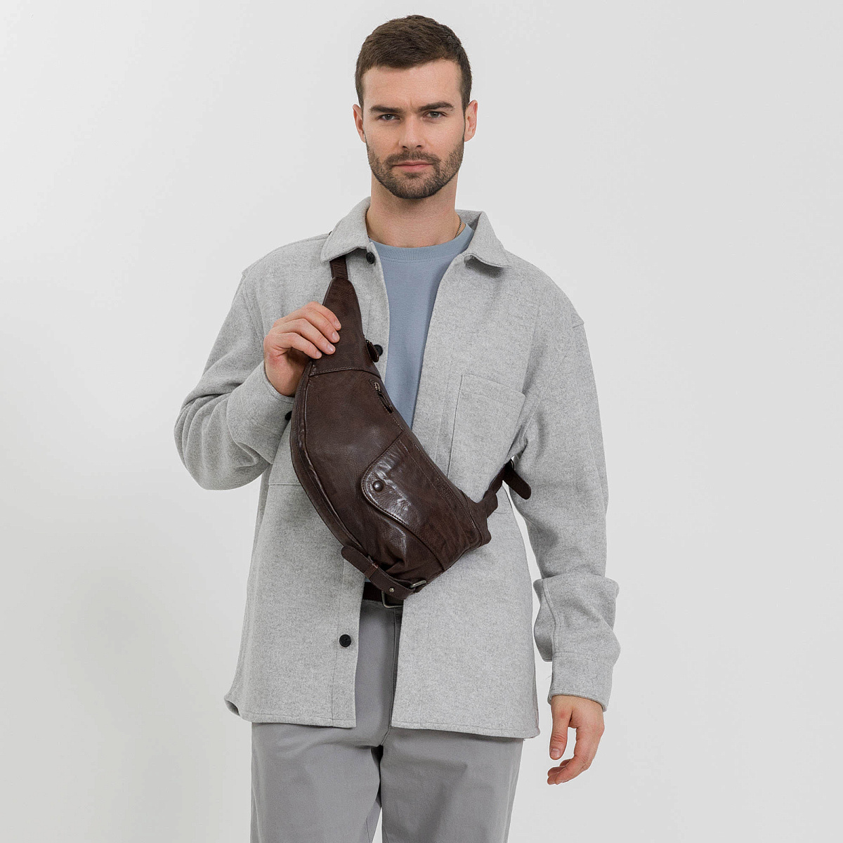 Рюкзак Dr.Koffer из натуральной кожи темно-коричневый