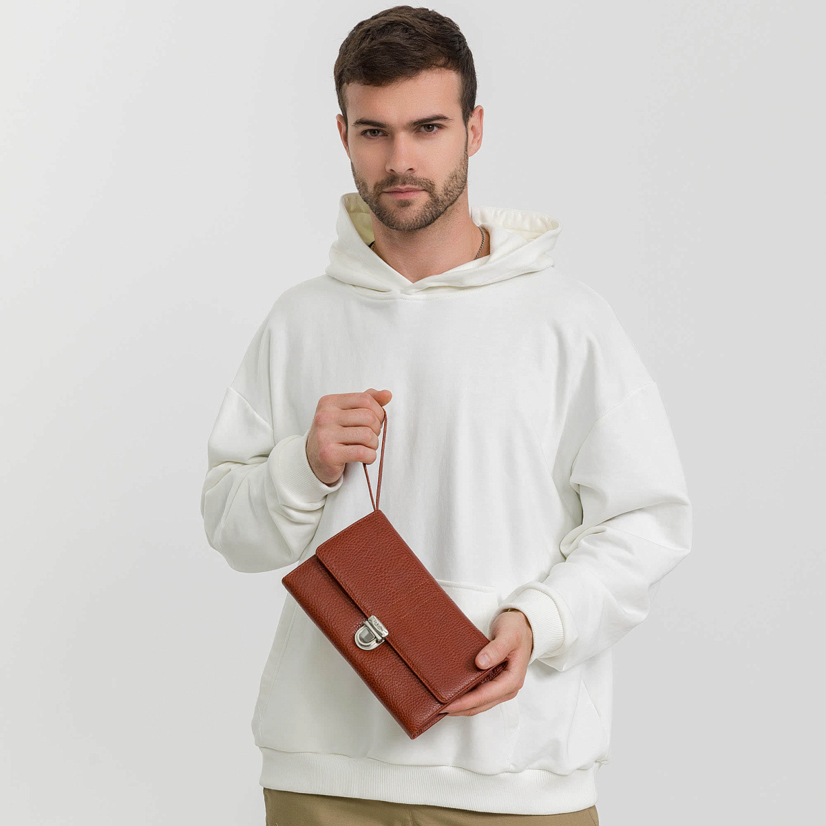 Сумка барсетка из натуральной кожи Dr. Koffer коричневая