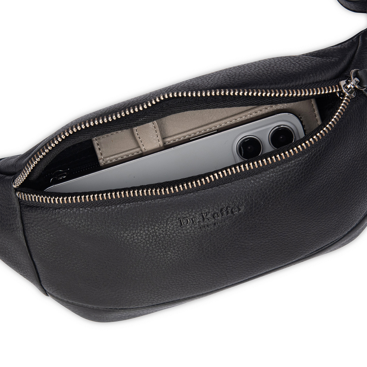 Сумка на пояс Dr. Koffer из натуральной кожи черная