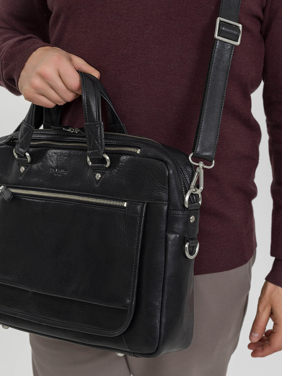 Деловая сумка Dr.Koffer из натуральной кожи черная