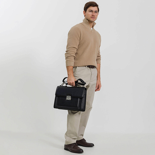 Портфель Dr.Koffer из натуральной кожи черный