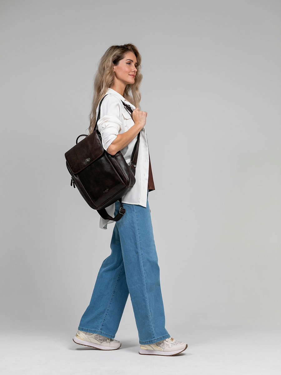 Рюкзак Dr.Koffer из натуральной кожи темно-коричневый