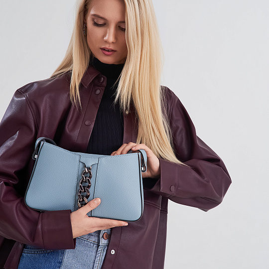 Женская сумка Dr. Koffer из натуральной кожи голубая