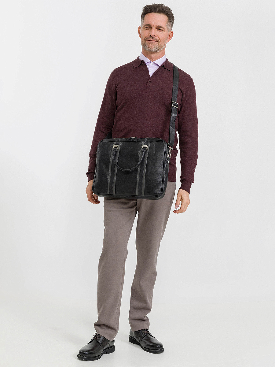 Деловая сумка Dr.Koffer из натуральной кожи черная