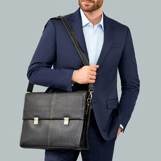 Портфель Dr.Koffer из натуральной кожи черный