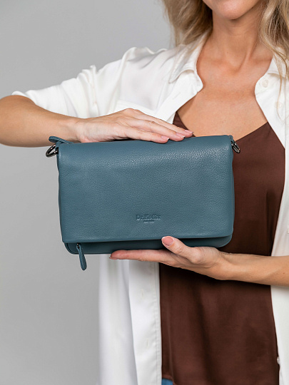 Женская сумка Dr.Koffer из натуральной кожи голубая