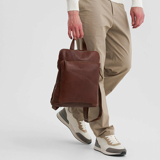 Рюкзак Dr.Koffer из натуральной кожи светло-коричневый