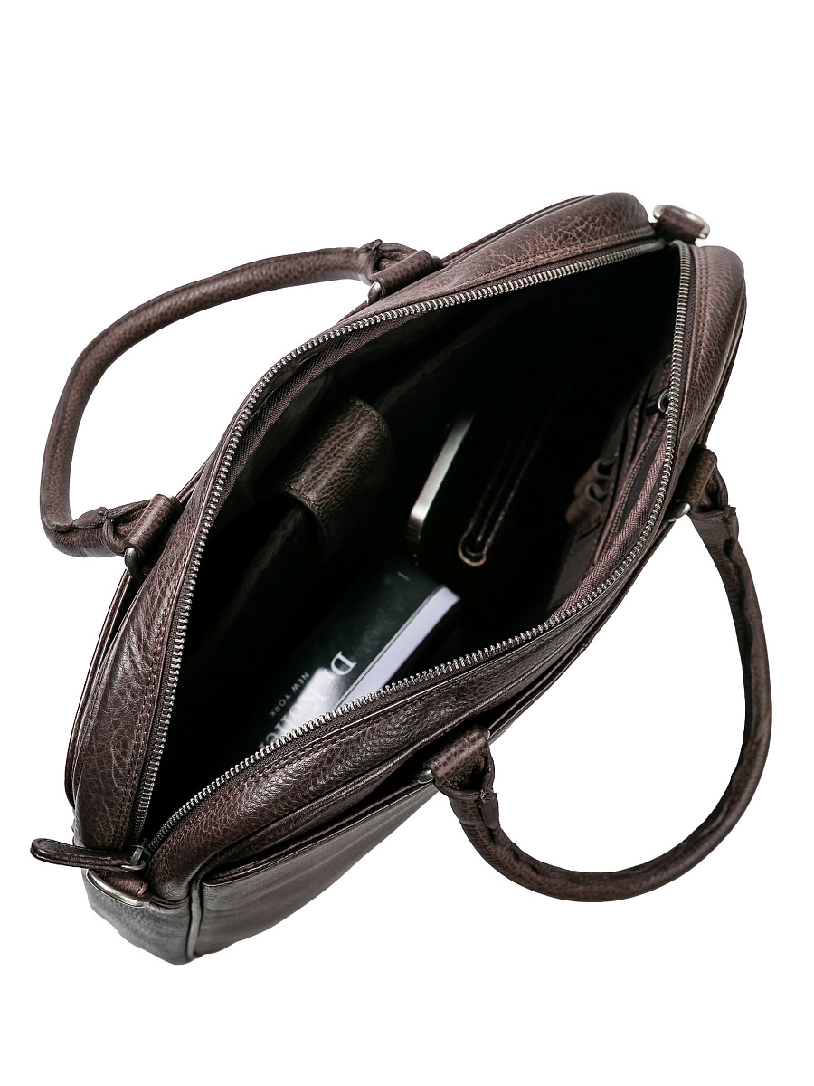 Деловая сумка Dr.Koffer из натуральной кожи темно-коричневая