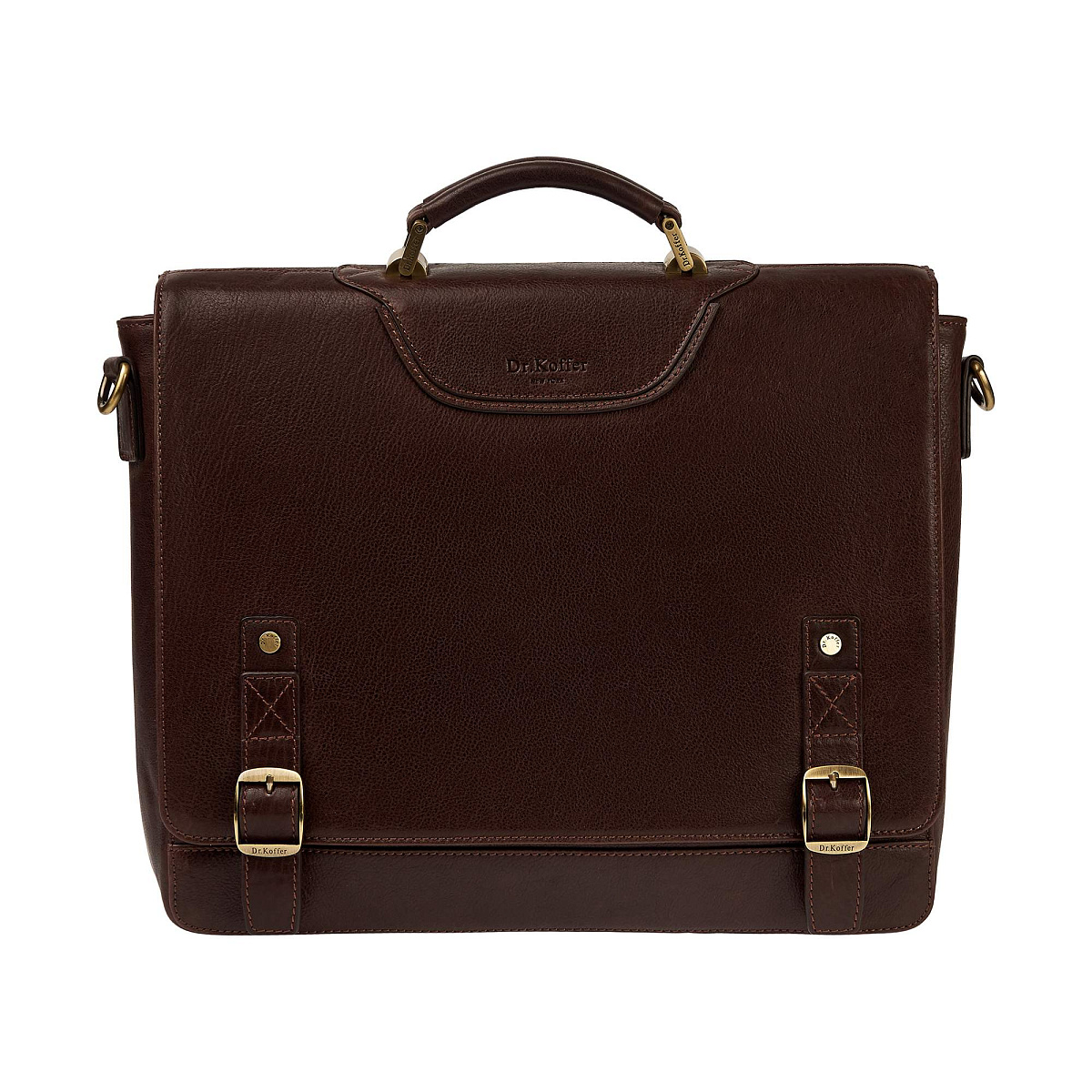 Портфель Dr.Koffer из натуральной кожи темно-коричневый