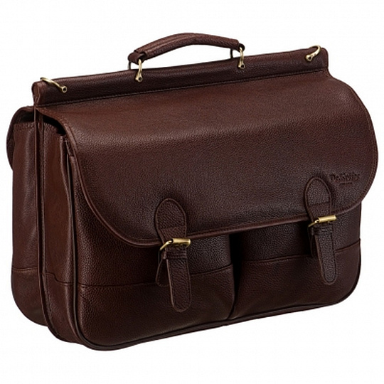 Вместительный двусторонний портфель на саквояжной планке (шоколадного цвета) Dr.Koffer B246360-02-09