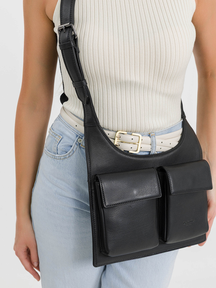 Сумка через плечо Dr.Koffer из натуральной кожи черная