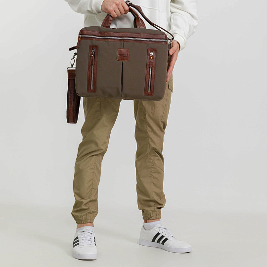 Деловая сумка Dr.Koffer из полиэстэра и натуральной кожи