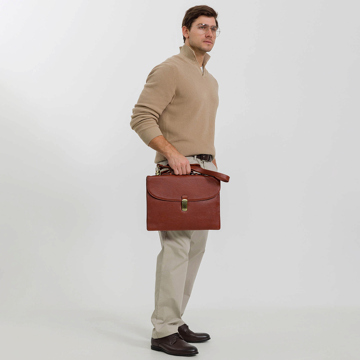 Портфель Dr.Koffer из натуральной кожи светло-коричневый