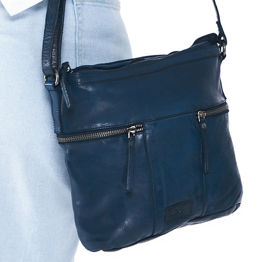 Сумка через плечо Dr.Koffer из натуральной кожи синяя