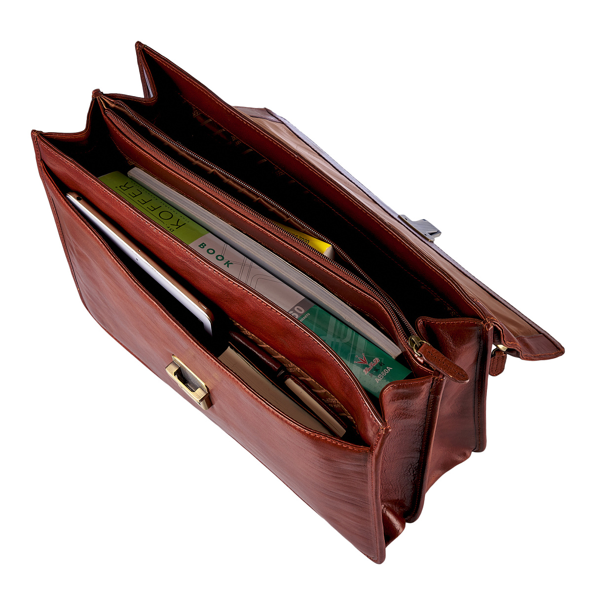 Портфель Dr.Koffer из натуральной кожи светло-коричневый