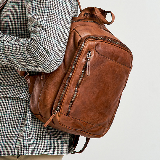 Рюкзак Dr.Koffer из натуральной кожи светло-коричневый