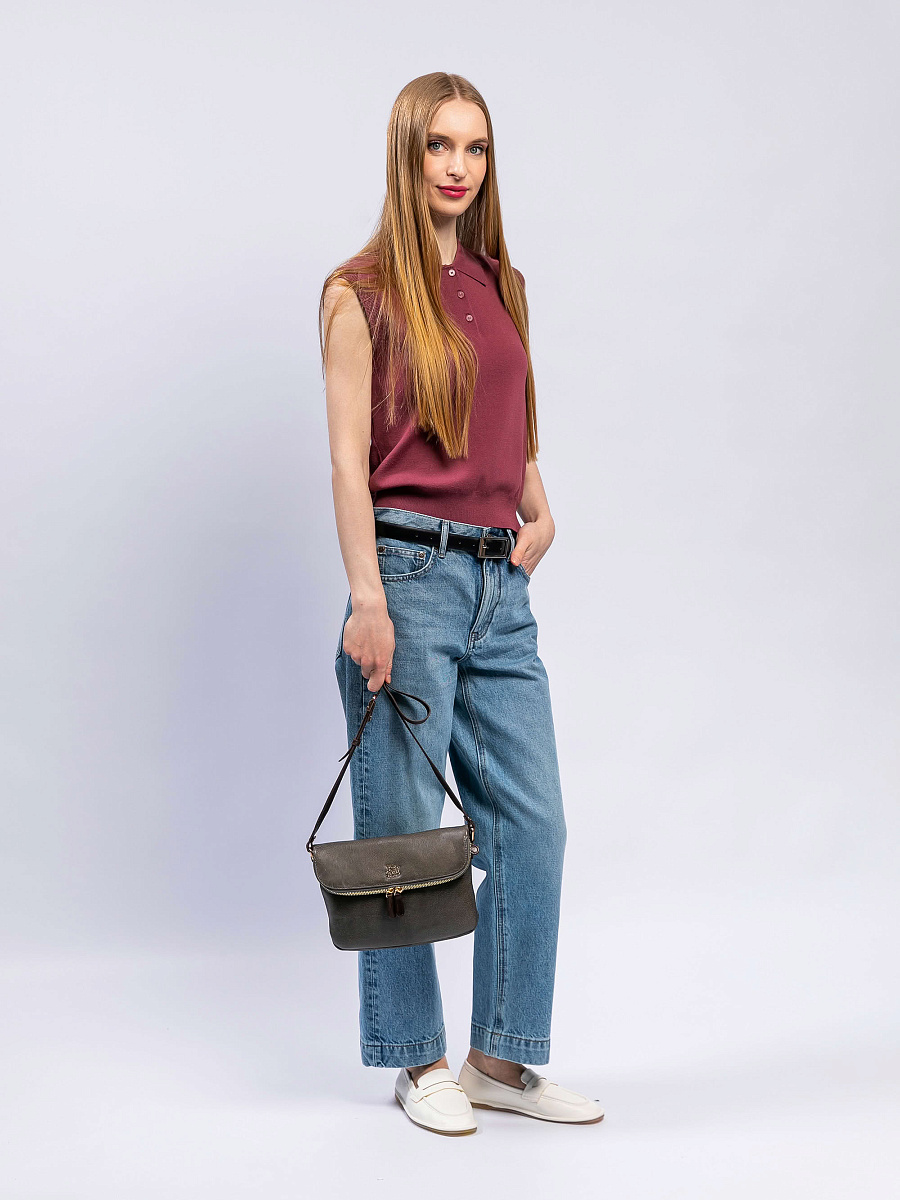 Женская сумка Dr. Koffer из натуральной кожи серая