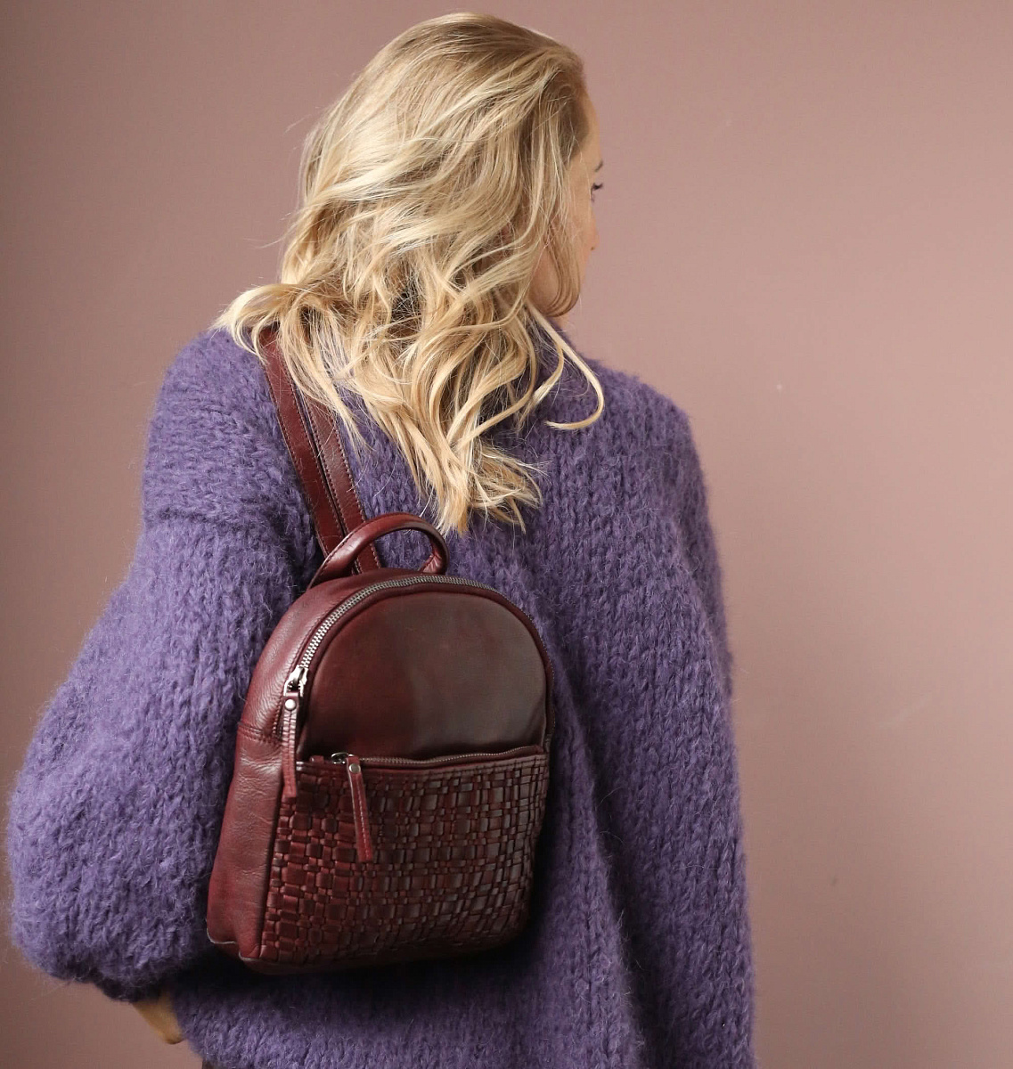 Рюкзак Dr.Koffer из натуральной кожи бордовый