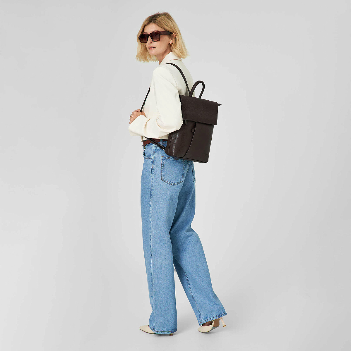 Рюкзак Dr.Koffer из натуральной кожи темно-коричневый