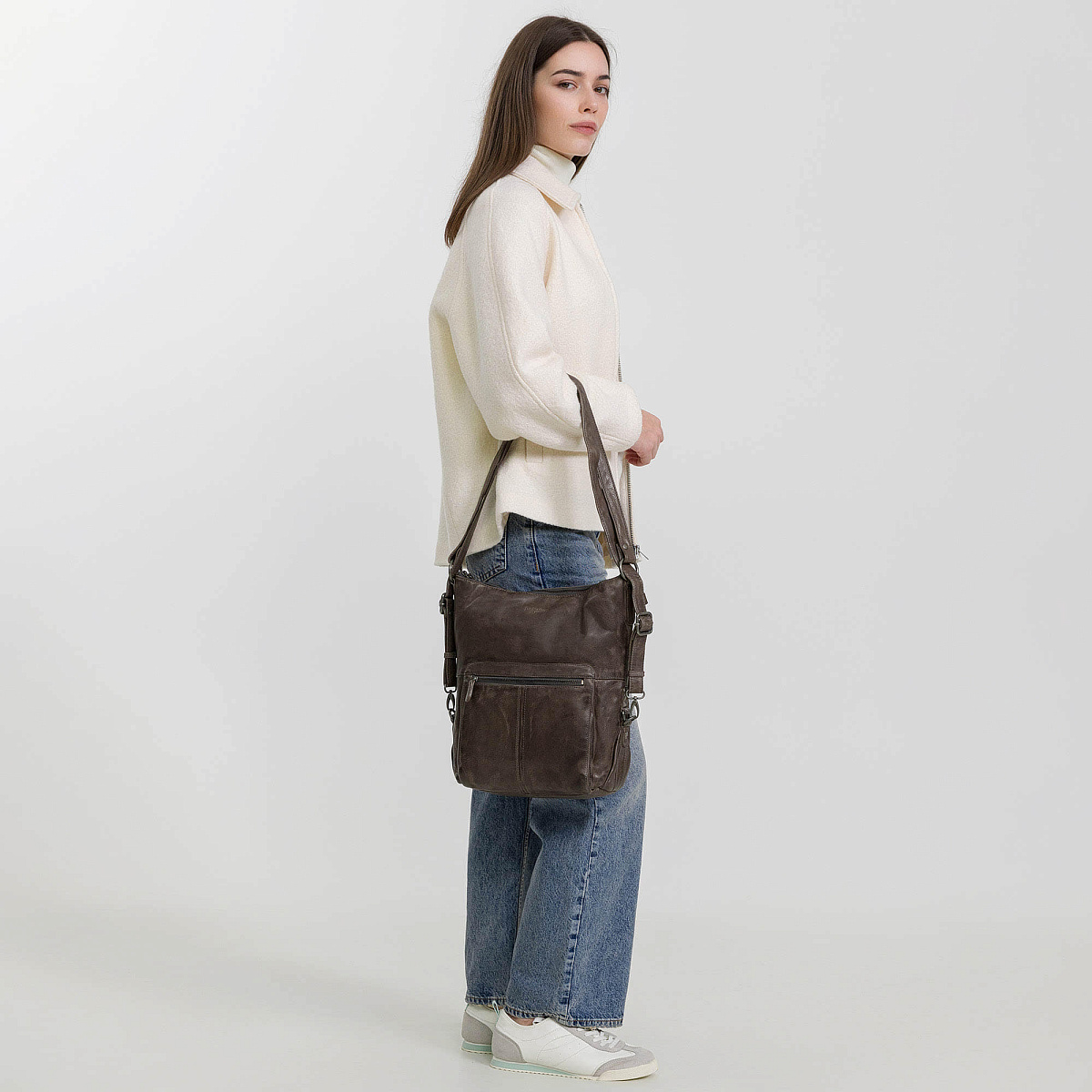 Сумка через плечо Dr.Koffer из натуральной кожи коричневая