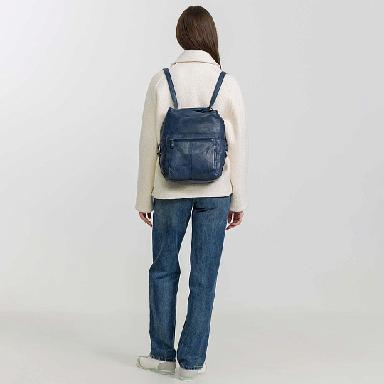 Сумка через плечо Dr.Koffer из натуральной кожи синяя