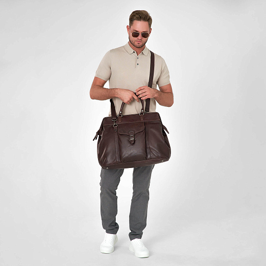 Сумка дорожная Dr.Koffer из натуральной кожи коричневая