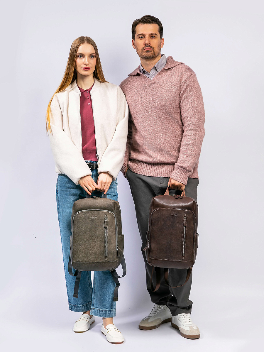 Рюкзак Dr. Koffer из натуральной кожи серый