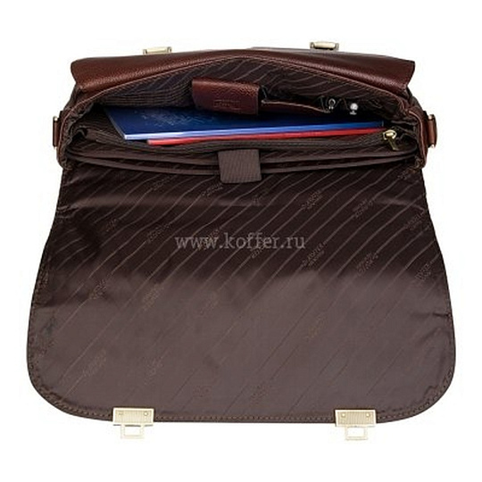 Вместительный элегантный портфель с 2-мя застежками на замках (шоколадного цвета) Dr.Koffer B393160-02-09