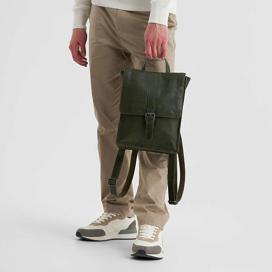 Рюкзак Dr.Koffer из натуральной кожи зеленый