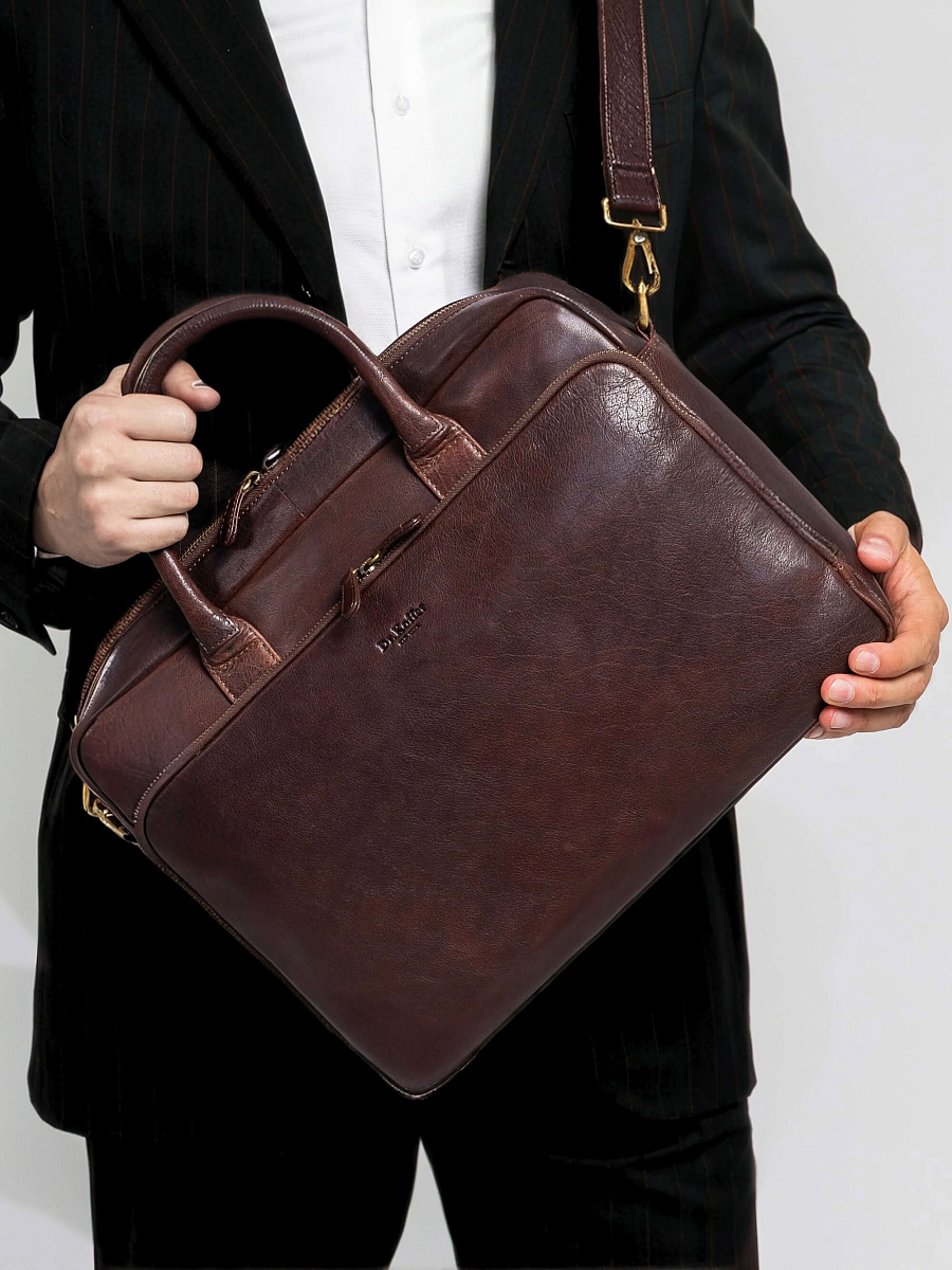 Деловая сумка Dr. Koffer из натуральной кожи коричневая